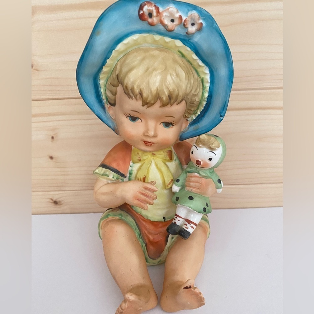 Vintage Lipper & Mann Piano Baby Girl with Doll 6.75” Figurine 1950s Collectible